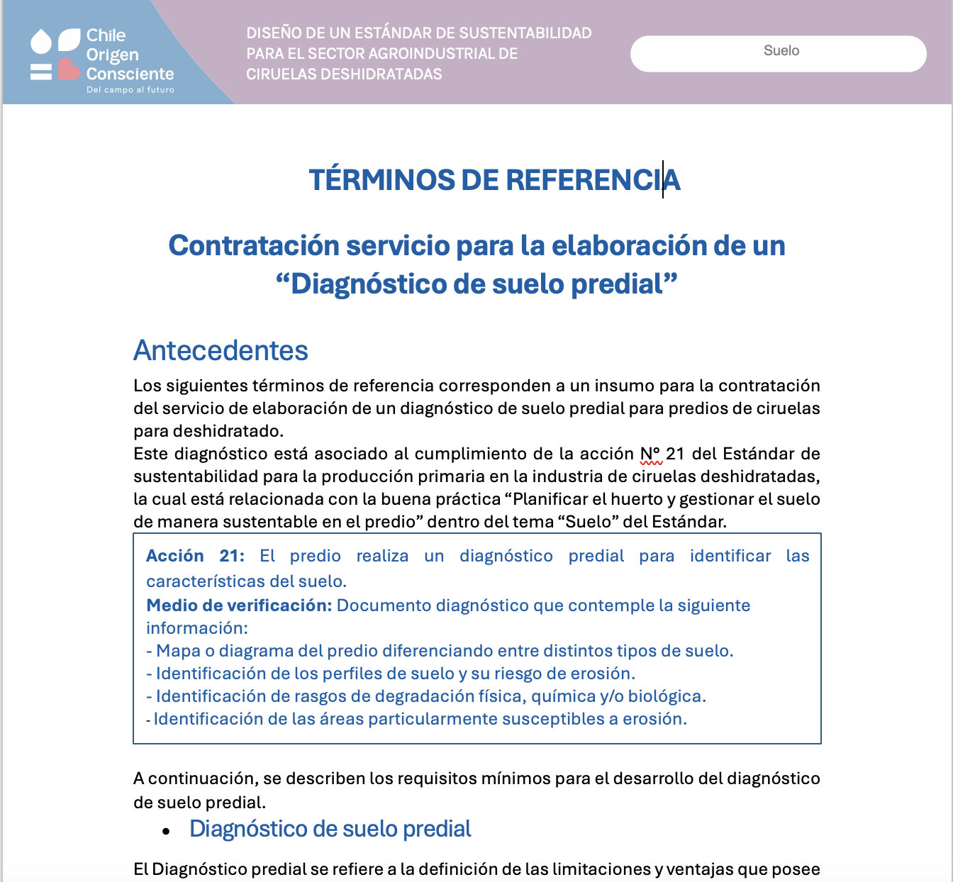 TDR Diagnóstico de suelo predial