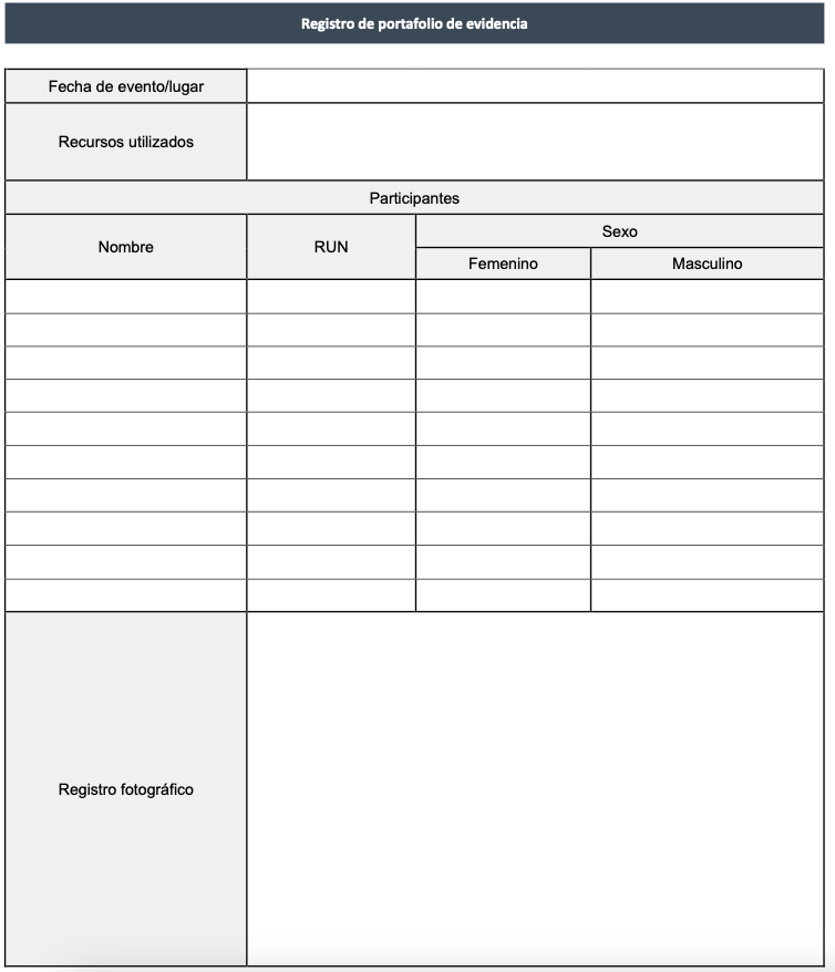 Evidence portfolio register